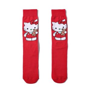 chaussettes maison Rouge en coton de Hello Kitty