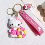 Porte Clés Mignon Hello Kitty Avec un Roue de Sauvtage