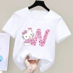 T-shirt Hello Kitty Lettre W Blanc