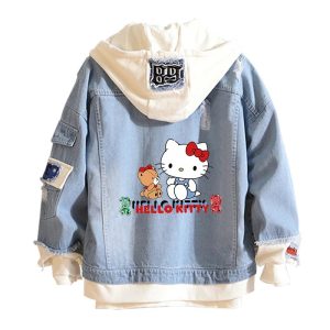 Veste De Hello Kitty Bleu Et Blanc