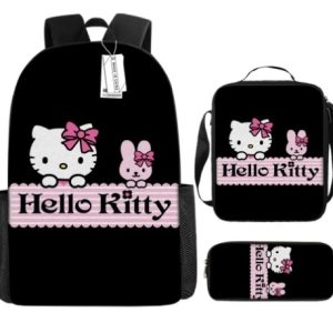 Sac à dos Scolaire Hello Kitty Noir 3 Pièces