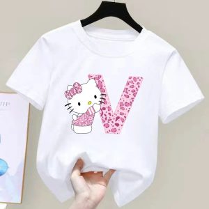 T-shirt Hello Kitty Lettre V Blanc