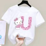 T-shirt Hello Kitty Lettre U Blanc