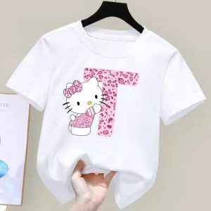 T-shirt Hello Kitty Lettre T Blanc