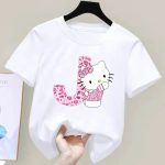 T-shirt Hello Kitty Lettre J Blanc