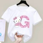 T-shirt Blanc Hello Kitty Lettre G