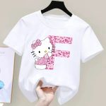 T-shirt Blanc Hello Kitty Lettre F