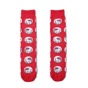 chaussettes maison en coton de Hello Kitty Rouge