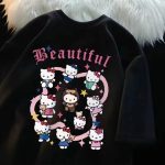 T-shirt Beautiful Hello Kitty Noir