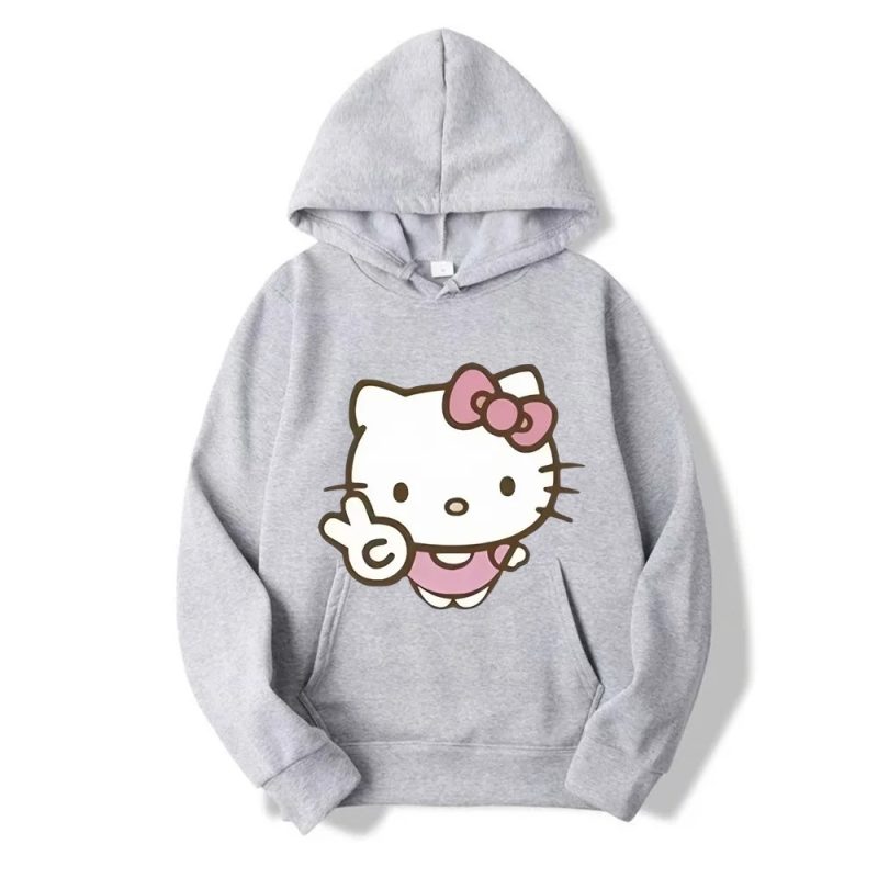 Capuche Gris Hello Kitty Doigt de Paix