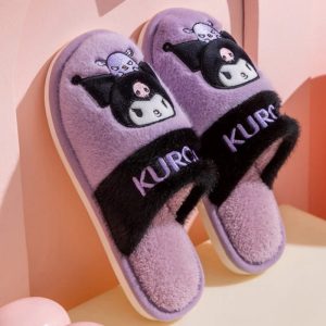 Pantoufles Kuromi de maison en coton pour femmes