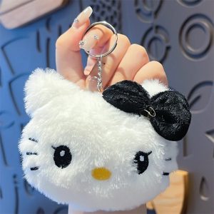 Porte Clés en peluche Hello Kitty Noir pour femmes et fille