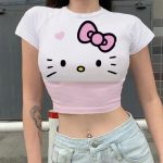 T-shirt Mini Ventre Hello Kitty Rose Blanc