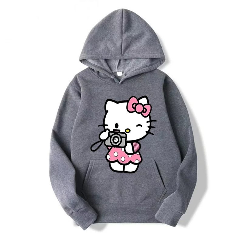 capuche Gris Noir Hello Kitty Tenir la caméra