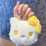 Porte Clés en peluche Hello Kitty Jaune pour femmes et filles