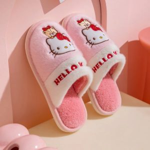 Pantoufles Hello Kitty de maison en coton pour femmes