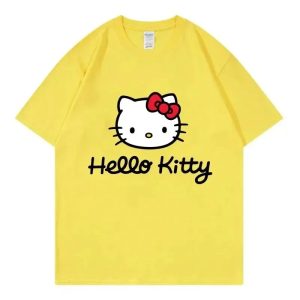 T-shirt Hello Kitty Manches Courtes Jaune