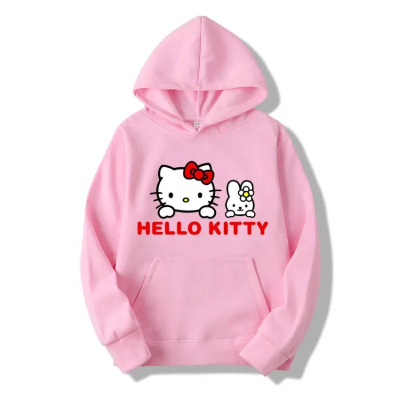 capuche Rose Hello Kitty et le Lapin