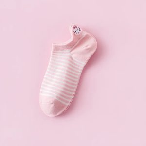 Chaussettes Courte Hello Kitty Rayure rose