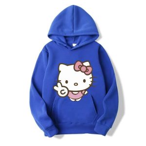 Capuche Blue Hello Kitty Doigt de Paix