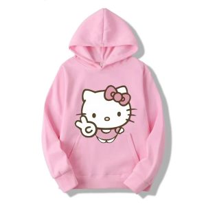 Capuche Rose Hello Kitty Doigt de Paix