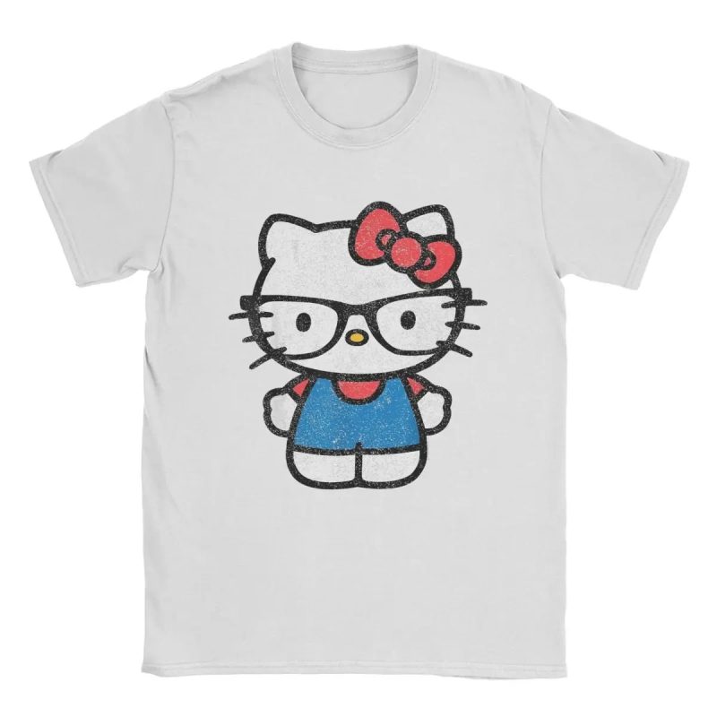 T-shirt Blanc Hello Kitty Avec des lunette