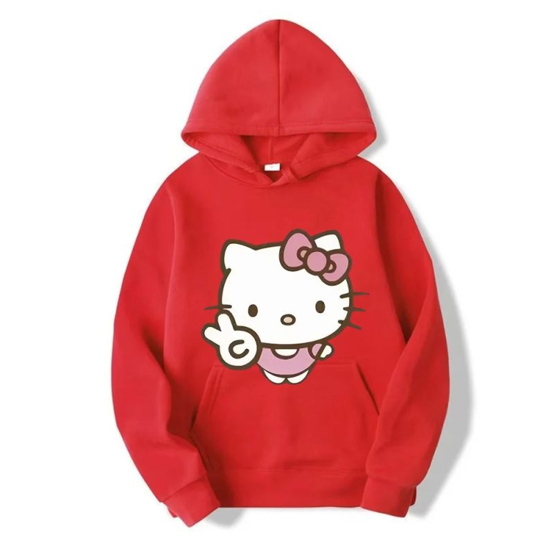 Capuche Rouge Hello Kitty Doigt de Paix