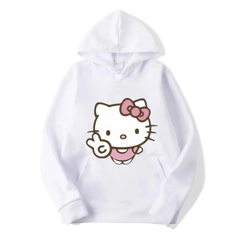 Capuche Blanc Hello Kitty Doigt de Paix