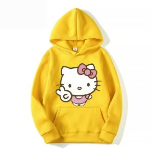 Capuche Jaune Hello Kitty Doigt de Paix