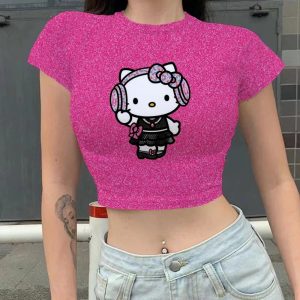 T-shirt Mini Ventre Hello Kitty Rose Cerise