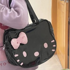 Sac à main Hello Kitty en cuir noir pour femme