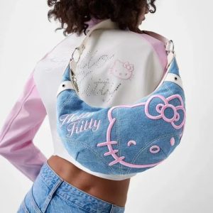 Sac de Hello Kitty Demi Lune en Denim pour Femme