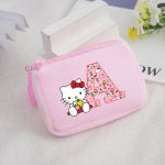 Porte-monnaie Carré en Peluche Hello Kitty pour filles lettre A