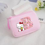 Porte-monnaie Carré en Peluche Hello Kitty pour filles lettre B