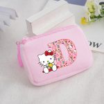 Porte-monnaie Carré en Peluche Hello Kitty pour filles lettre D