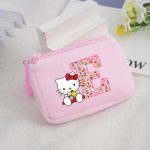 Porte-monnaie Carré en Peluche Hello Kitty pour filles lettre E