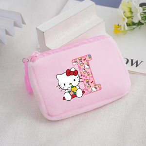 Porte-monnaie Carré en Peluche Hello Kitty pour filles lettre I