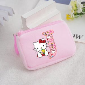 Porte-monnaie Carré en Peluche Hello Kitty pour filles lettre J