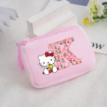 Porte-monnaie Carré en Peluche Hello Kitty pour filles lettre K