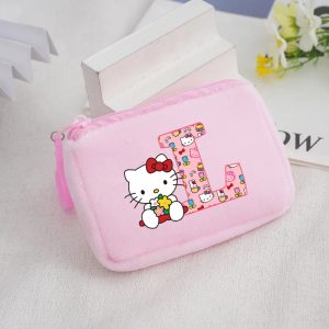 Porte-monnaie Carré en Peluche Hello Kitty pour filles lettre L