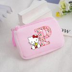 Porte-monnaie Carré en Peluche Hello Kitty pour filles lettre P