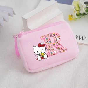 Porte-monnaie Carré en Peluche Hello Kitty pour filles lettre R