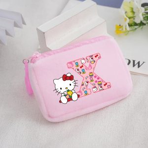 Porte-monnaie Carré en Peluche Hello Kitty pour filles lettre X