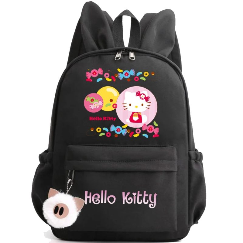 Cartable scolaire Noir avec Oreilles de Lapin Hello Kitty