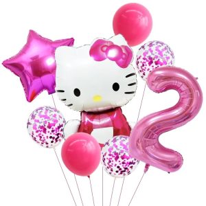 Ballons d'anniversaire Hello Kitty Papillon Rose 2