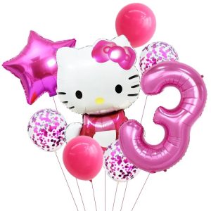 Ballons d'anniversaire Hello Kitty Papillon Rose 3