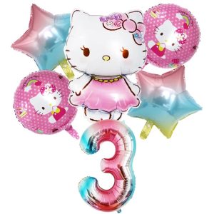 Ballons d'anniversaire Hello Kitty Papillon 3 Multicolore