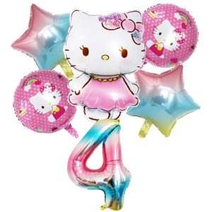 Ballons d'anniversaire Hello Kitty Papillon 4 Multicolore