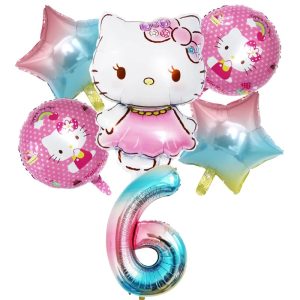 Ballons d'anniversaire Hello Kitty Papillon 6 Multicolore