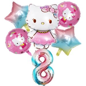 Ballons d'anniversaire Hello Kitty Papillon 8 Multicolore